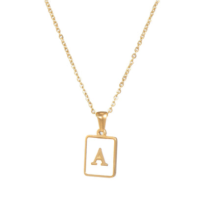 Minimalist Mother of Pearl Shell Stainless Steel Tarnish Free Initial Necklace Gold Plated Letter Necklace for Women