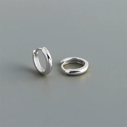 925 Sterling Silver Simple Matte Bohemian Round Ear Buckle for Women Punk Unisex Rock Hoop Earring Jewelry Accessories