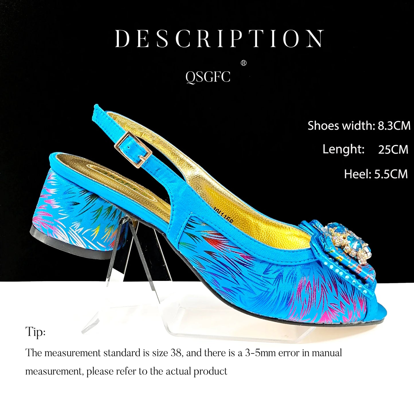 Italian Design Color Matching Rhinestone Comfortable High Heel Shoes And Bag Fashion Style Pointed-Toe Shoes For Women