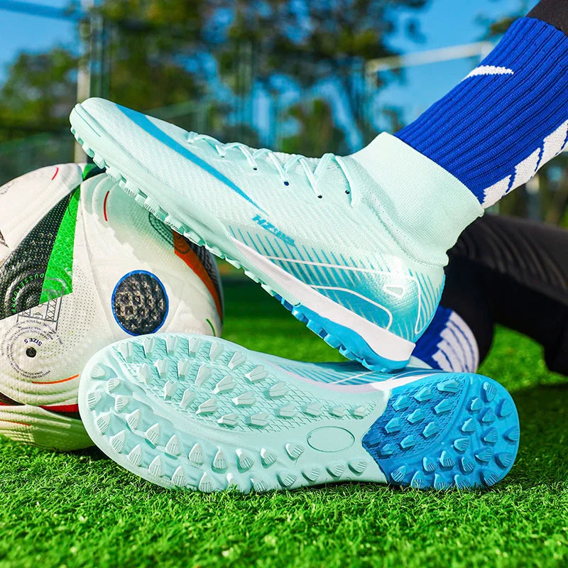 Kids Soccer Cleats for Boys and Girls Youth High-top Football Shoes Outdoor Athletic Turf Soccer Shoes