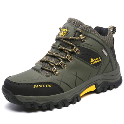 Winter Warm Cotton Shoes Men Outdoor Leather Black Casual Shoes Fur Sneakers High Top Rubber Ankle Boots Male Hiking Trekking 46