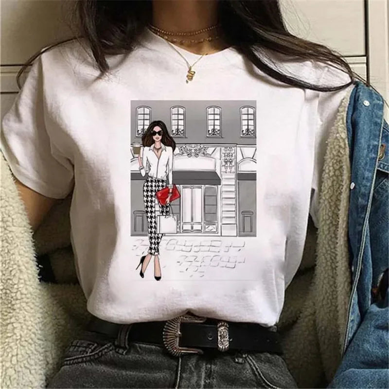 Women T Shirt London Paris New York City Travel Graphic Print Fashion Streetwear Urban Vacation Casual Short Sleeve