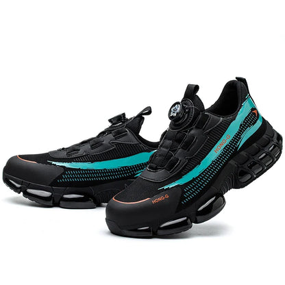 Rotating Button Protective Safety Shoes Men Steel Toe Sneakers Air Cushion Work Shoes Man Puncture Proof Work Safety Boots