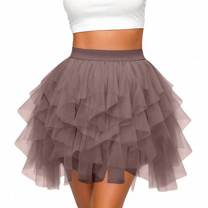 Women's Tulle Tutu Skirt Fashion Solid Color High Waist Mesh Skirt A-line Puff Skirt Cute Cake Skirt Cute Ballet Ball Half Skirt