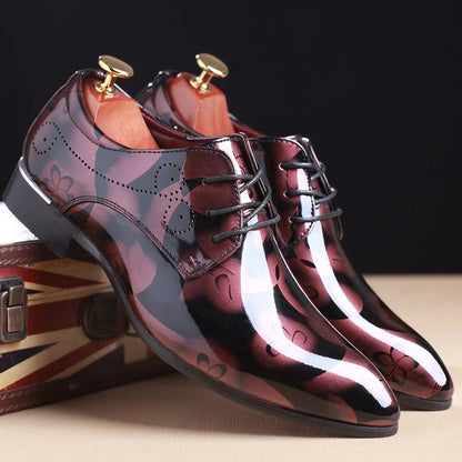 Office Floral Pattern Men Formal Leather Luxury Fashion Groom Wedding Oxford Formal Shoes Men Erkek Deri Ayakkabı Modelleri