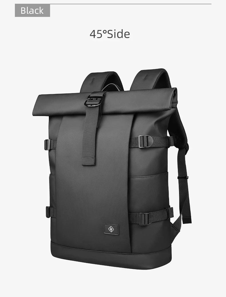 Waterproof Roll-Top Backpack for Men Large Capacity Expandable 17 Inch Laptop Bag Leisure Travel Backpack Hiking Camping Bags