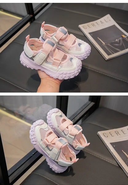 Children Sports Sandals 2024 Summer New Girls Mesh Running Shoes Kids Fashion Versatile Princess Sports Shoes Wear-resistant