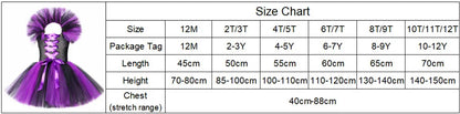 2 Pieces Witch Tutu Dress with Hat Girls All Saint's Day Bruja Wizard Costume Role Play Toddler Halloween Party Fairy Witch Gown