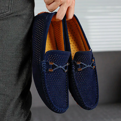 Mens Casual Shoes Genuine Leather Man Loafers Slip on Flats Lightweight Mens Driving Shoes Lazy Shoes