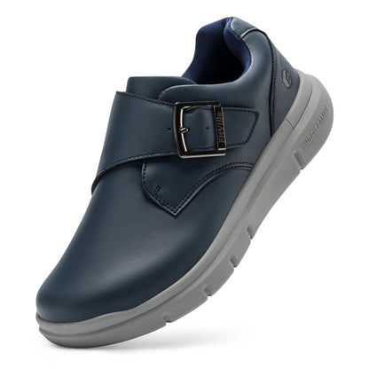 Sapatos masculinos de couro, sapatos largos para pés inchados, sapatos masculinos diabéticos para caminhada, para negócios e caminhadas ao ar livre