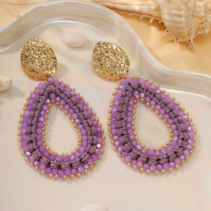 Big Water Drop Shape Drop Earrings For Women Colorful Beads Handmade Threading Crystal Long Earrings Jewelry Gift EA144