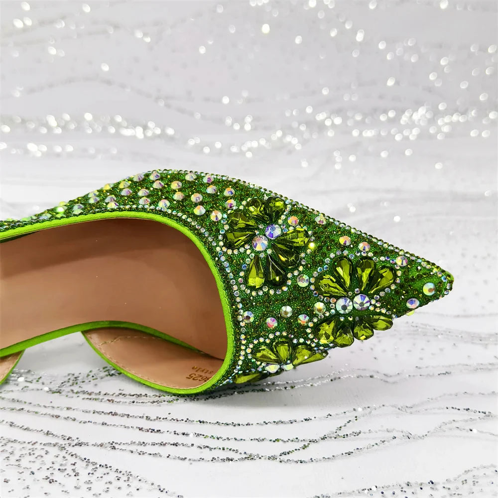Conjunto de Sapatos de Festa Roxo de Salto Alto e Bolsa de Strass Feminino - Estilo de Casamento Design Italiano
