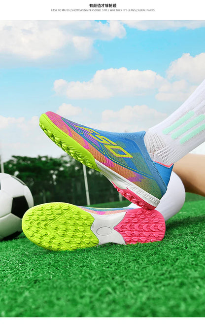 New Men Soccer Shoes Training TF/FG Outdoor Sport Football Boots Adult Long Spikes Non Slip Cleats Breathable Match Comfortable