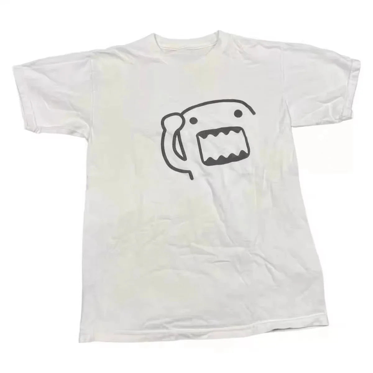Oversized Pattern Y2K New Vintage Printed Round Neck Men's and Women's Street T-shirts High Quality Pure Cotton Clothing