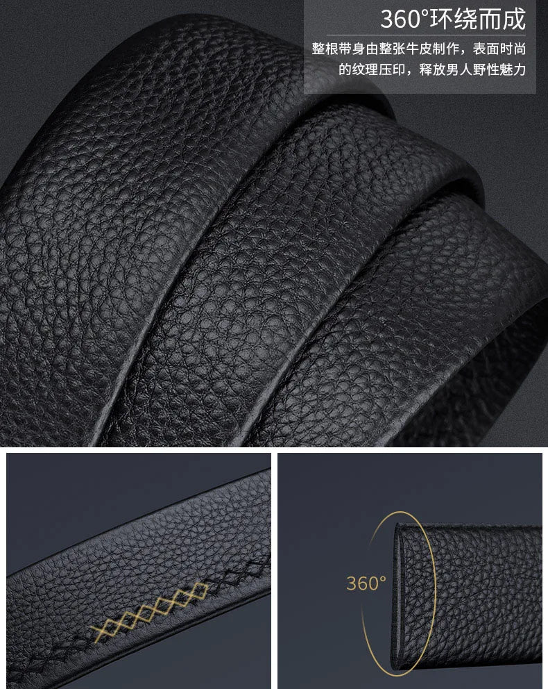 Men's cowhide casual pants belt, automatic buckle business belt, fashionable formal versatile belt