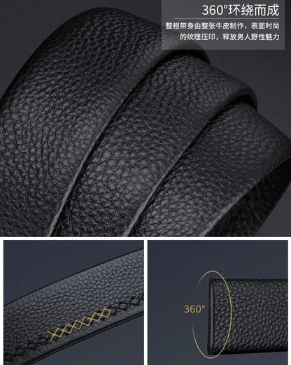 Men's cowhide casual pants belt, automatic buckle business belt, fashionable formal versatile belt
