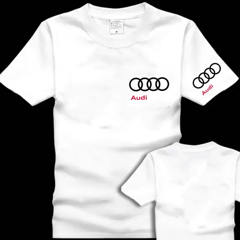 Audi Racing AODI Men's Short Sleeve T-Shirt Clothes Car Cotton Locomotive Off-Road Front Shoulder