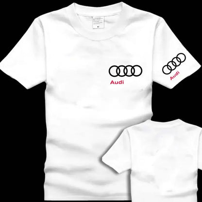 Audi Racing AODI Men's Short Sleeve T-Shirt Clothes Car Cotton Locomotive Off-Road Front Shoulder