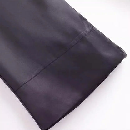 Women Fashion with Pockets Versatile High-waist Slim Multi-pocket Silk Satin Texture Straight Overalls