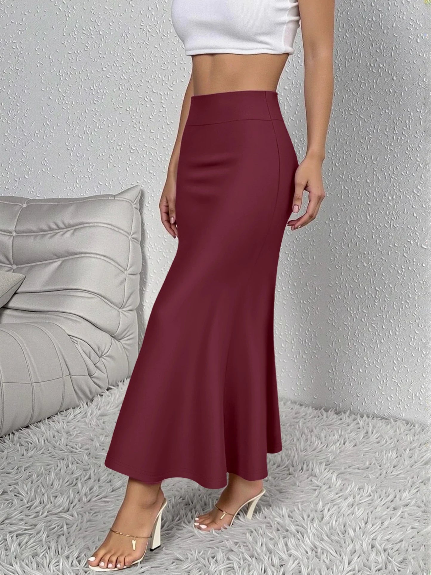 Women Midi Skirt High Waist A line Flowy Hem Breathable Material Perfect for Fashion Shoots Casual Streetwear Daily Errands
