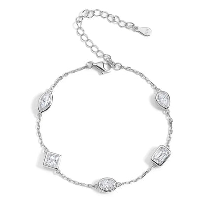 Multi Shape Moissanite Bracelets for Women S925 Silver  Certified Pear/Oval/Marquise/Princess Cut Diamond Wrist Chain