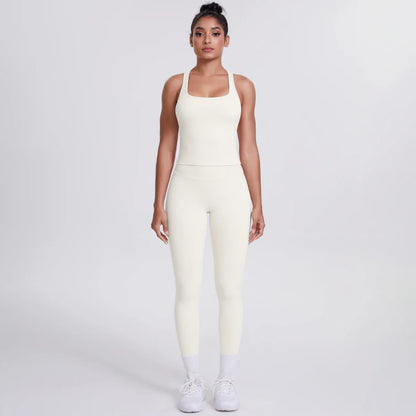 Yoga Top Set Fitness Gym Suit Training Sleeveless Sport Gym Tops Crossover Back Sports Underwear Tummy Control Slimming