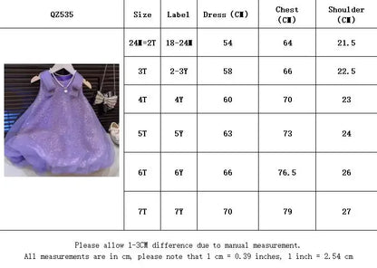 Plain Girls Clothes Summer Sleeveless Mesh Sparkling Princess Dresses Korean Version Birthday Wear Party Wedding