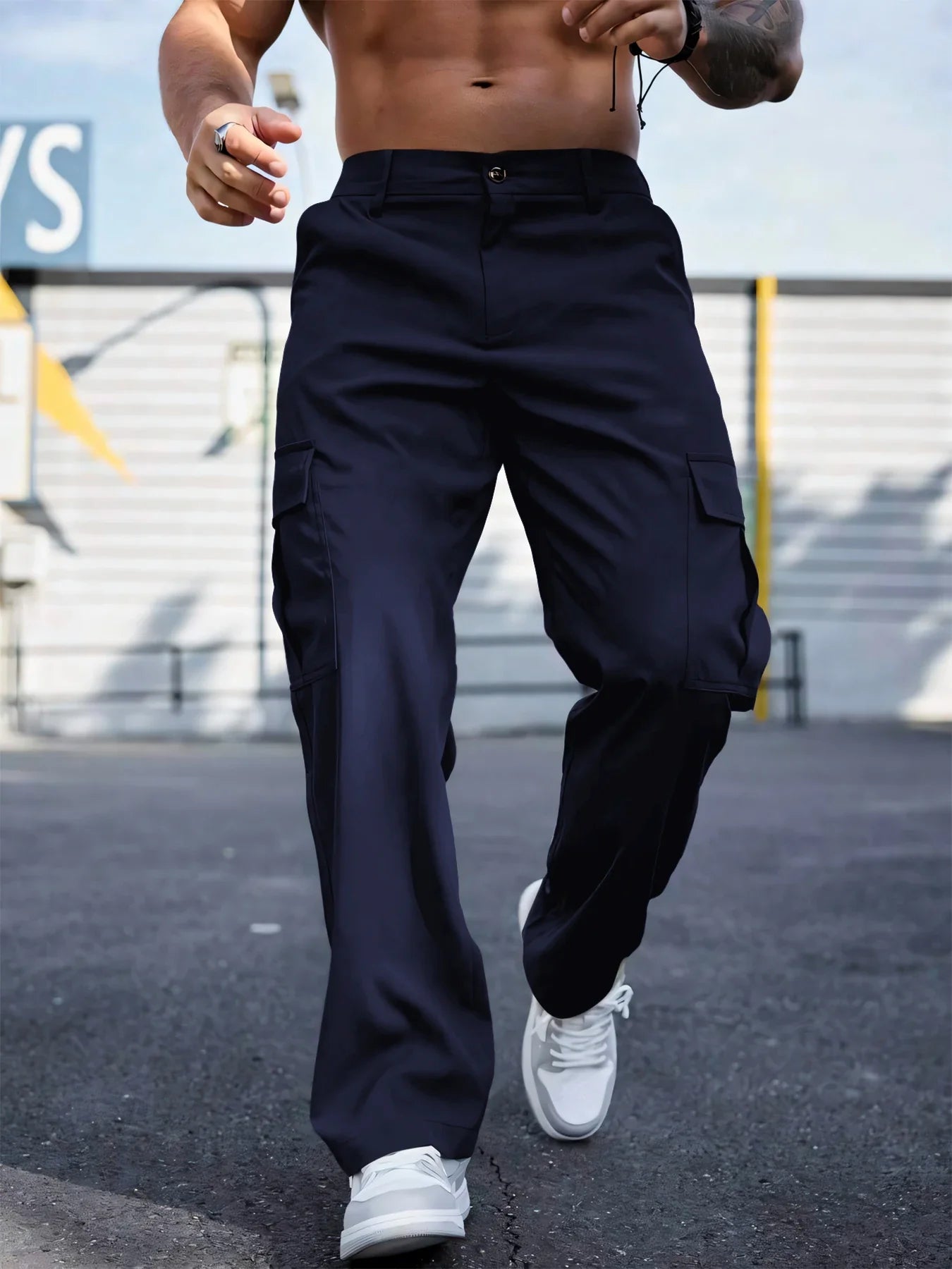 Men's Workwear Pants Wear-Resistant Sports Straight Leg Loose Summer Multi-Pocket Casual Trousers