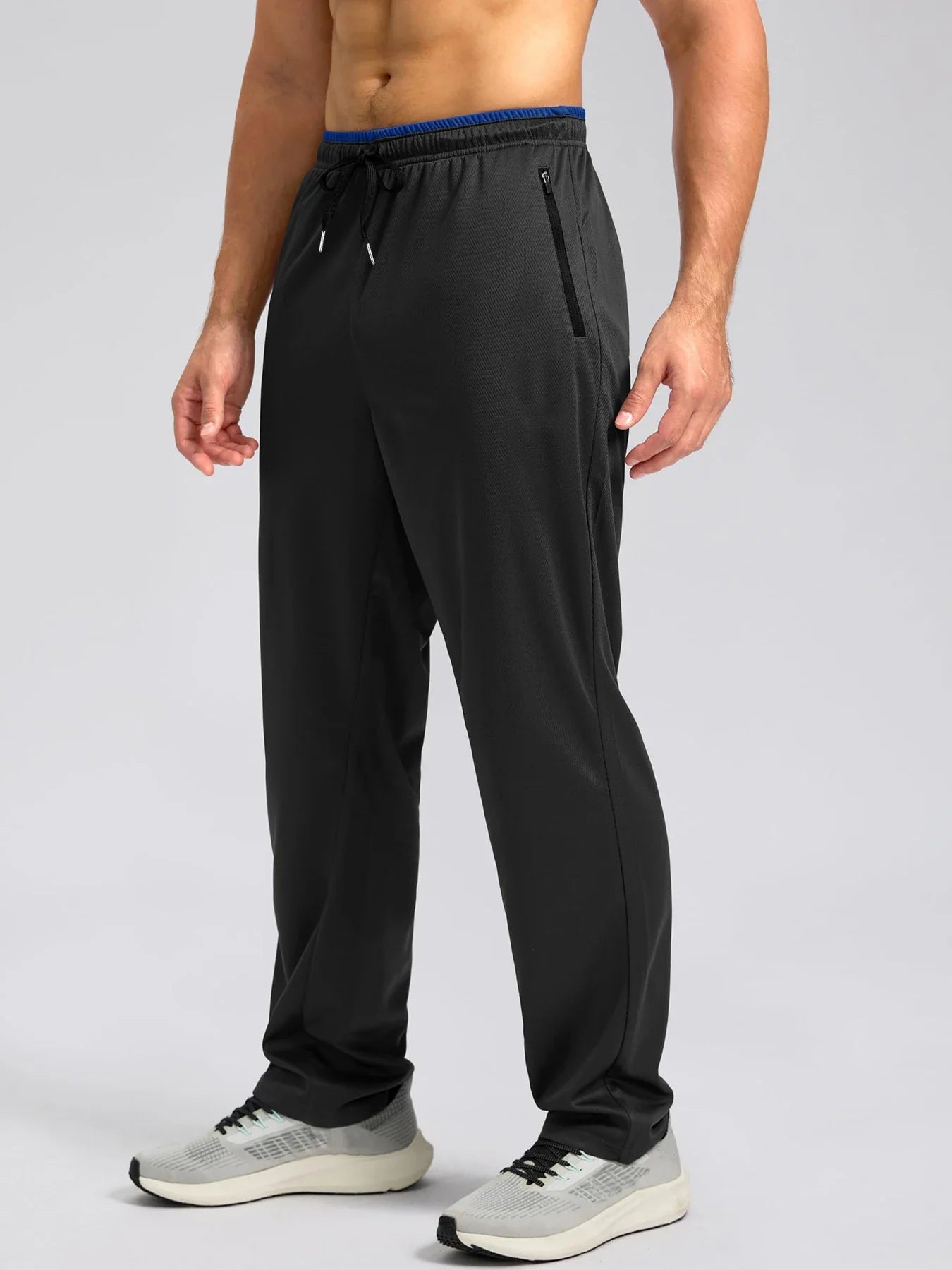 2025  Men's Comfort Sports Pants Solid Color Breathable Quick Drying Loose Fit Basketball Running Straight Leg Trousers