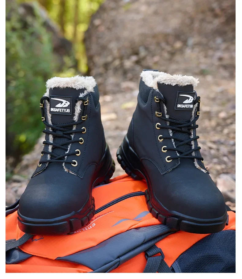 Winter Warm Men's Work Safety Boots Waterproof Sturdy Steel Toe Shoes Sports Shoes Safety Protection Cold Prevention