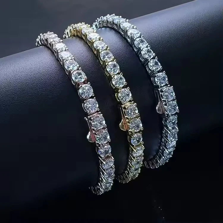 Hip Hop 2 2.5 3 4 5 6.5mm Unisex Moissanite Tennis Bracelet For Women Men 925 Sterling Silver Moissanite Bracelet Fine Jewelry