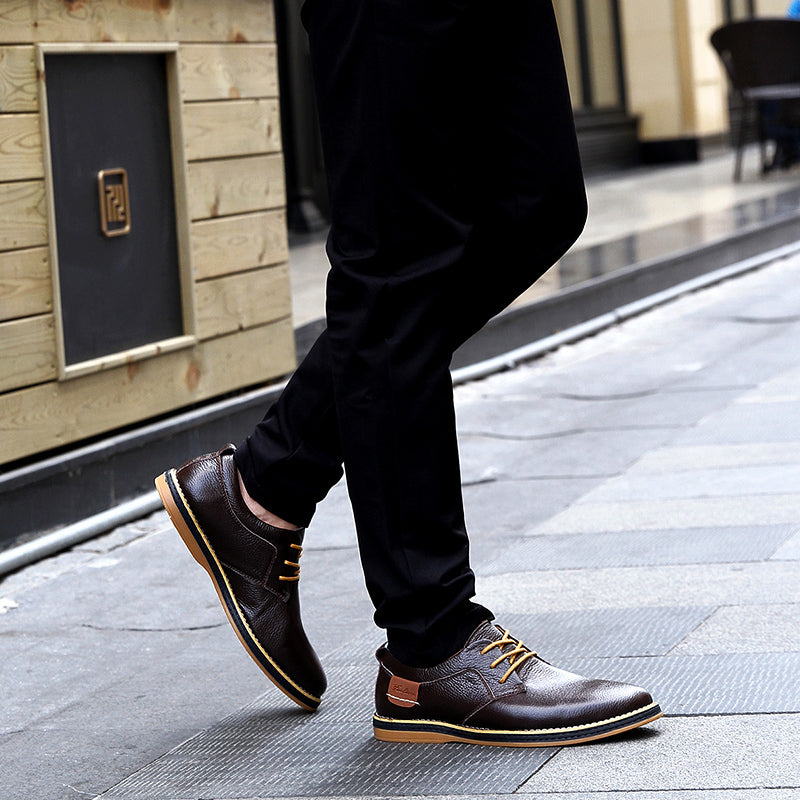 Genuine Leather Men Dress Shoes Oxfords Brogue Lace Up Italian Mens Casual Shoes Luxury Brand Moccasins Loafers Plus Size 38-48