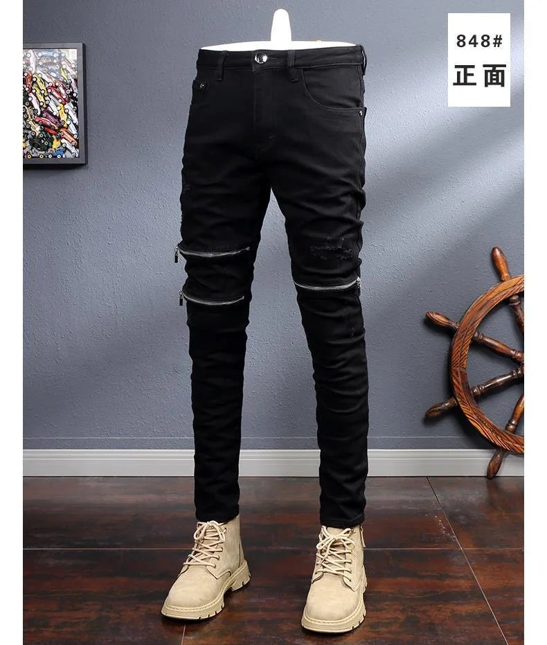 2024 Spring and Autumn New Fashion Black Stretch Straight Leg Jeans Men's Casual Comfort Breathable High-Quality Denim Pants