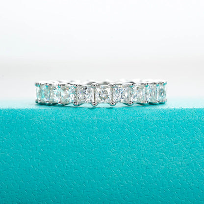 3mm Princess Cut D Color Moissanite Eternity Band 925 Sterling Silver 18k Gold Plated Wedding Rings Jewelry Wholesale