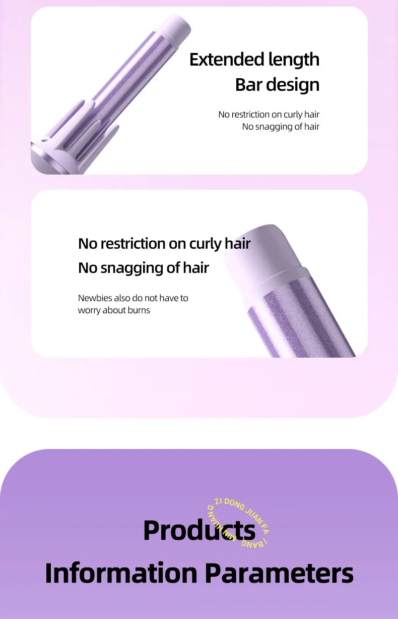 Automatic Rotating Curling iron PTC heated Professional Curling iron Portable Air rotating negative ion wave curling iron