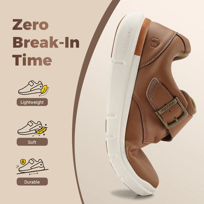 Sapatos masculinos de couro, sapatos largos para pés inchados, sapatos masculinos diabéticos para caminhada, para negócios e caminhadas ao ar livre
