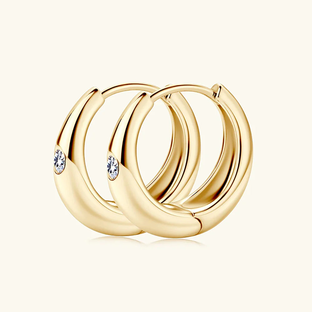 Exquisite Moissanite Diamond Hoop Earrings for Women 100% S925 Sterling Silver Plated 18k Yellow Gold Huggie Earring Wholesale