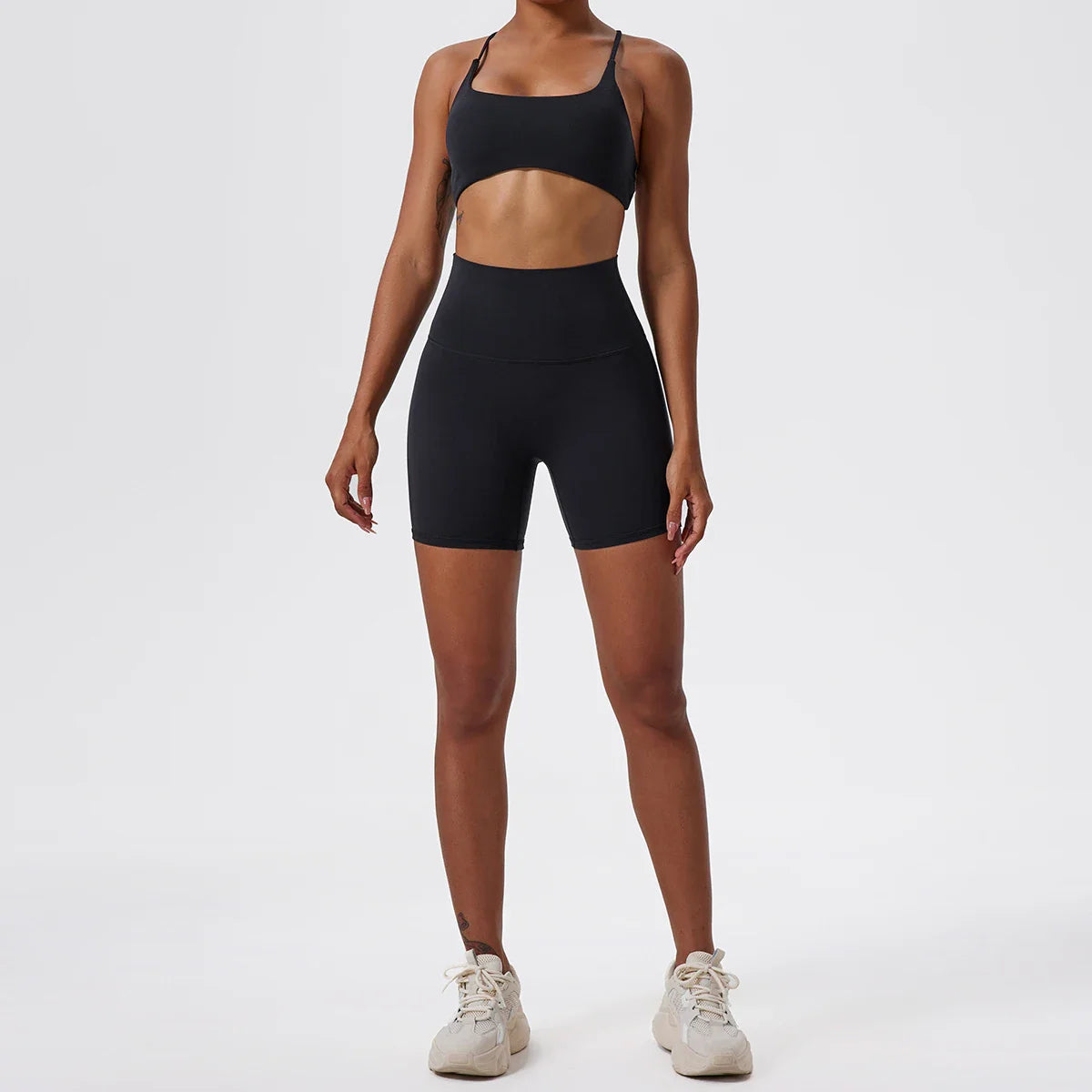 Two Pieces Yoga Set Women Gym Shorts Sports Suit Female Soften Skin-Friendly Activewear Beauty Back Women Sportswear