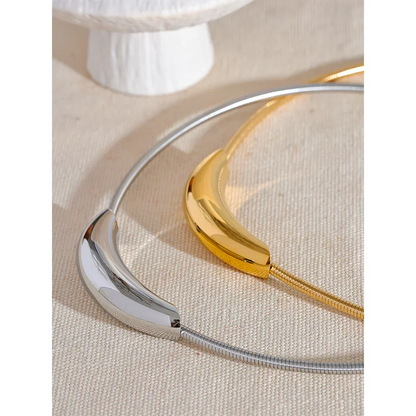 Waterproof Stainless Steel Popular Choker Light Necklace Women Statement Metal 18K Gold Plated Trendy Fashion Jewelry
