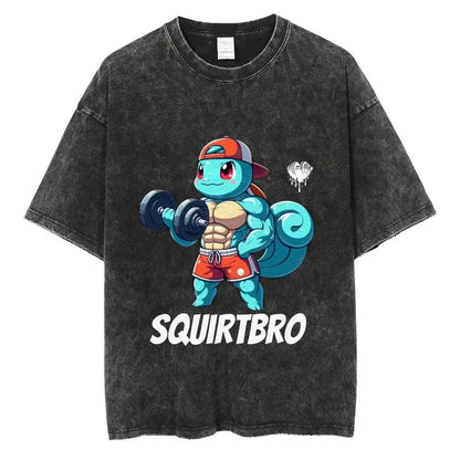 Washed T-shirt Gym Exercise FitnessMen's and Women's Pure Cotton Short-sleeved Casual Clothing