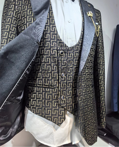 Men Suit Set For Wedding Groom Suit Business 3 Piece Set For Men 2026 Popular Printed Jacket Dress Blazers Coat Trousers Suit