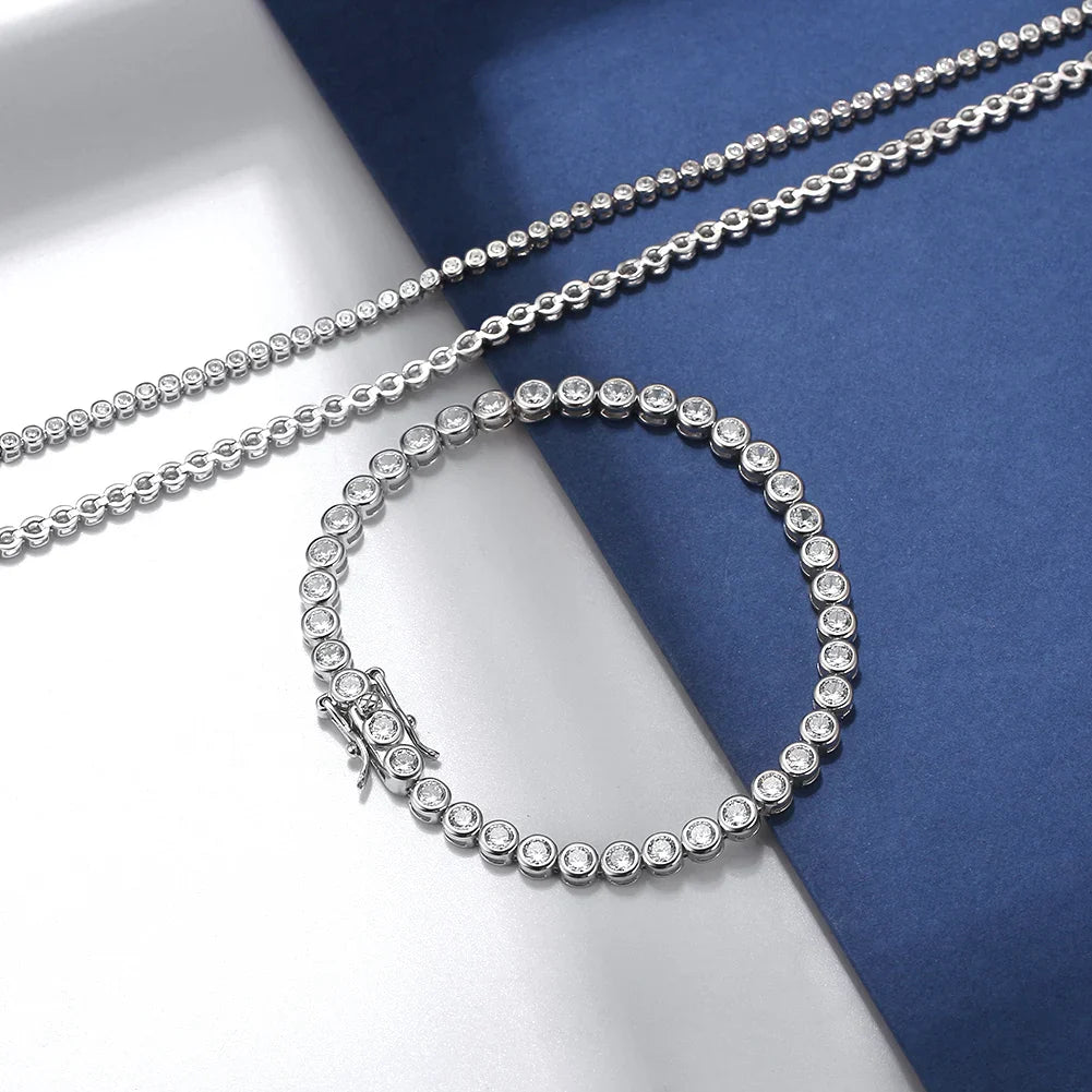 Shiny Tennis Bracelet 925 Sterling Silver 1.5/2/3mm Clear Cubic Zirconia for Women Luxury Chain Bracelet Jewelry SB143