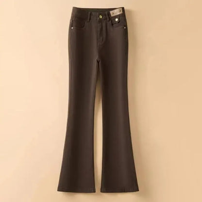 Women Flare Jeans Autumn Solid Slim Pants