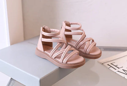 Sweet Princess Shoes for Little Girls 2026 Summer New Fashion Korean Edition High Top Roman Sandals for Girls