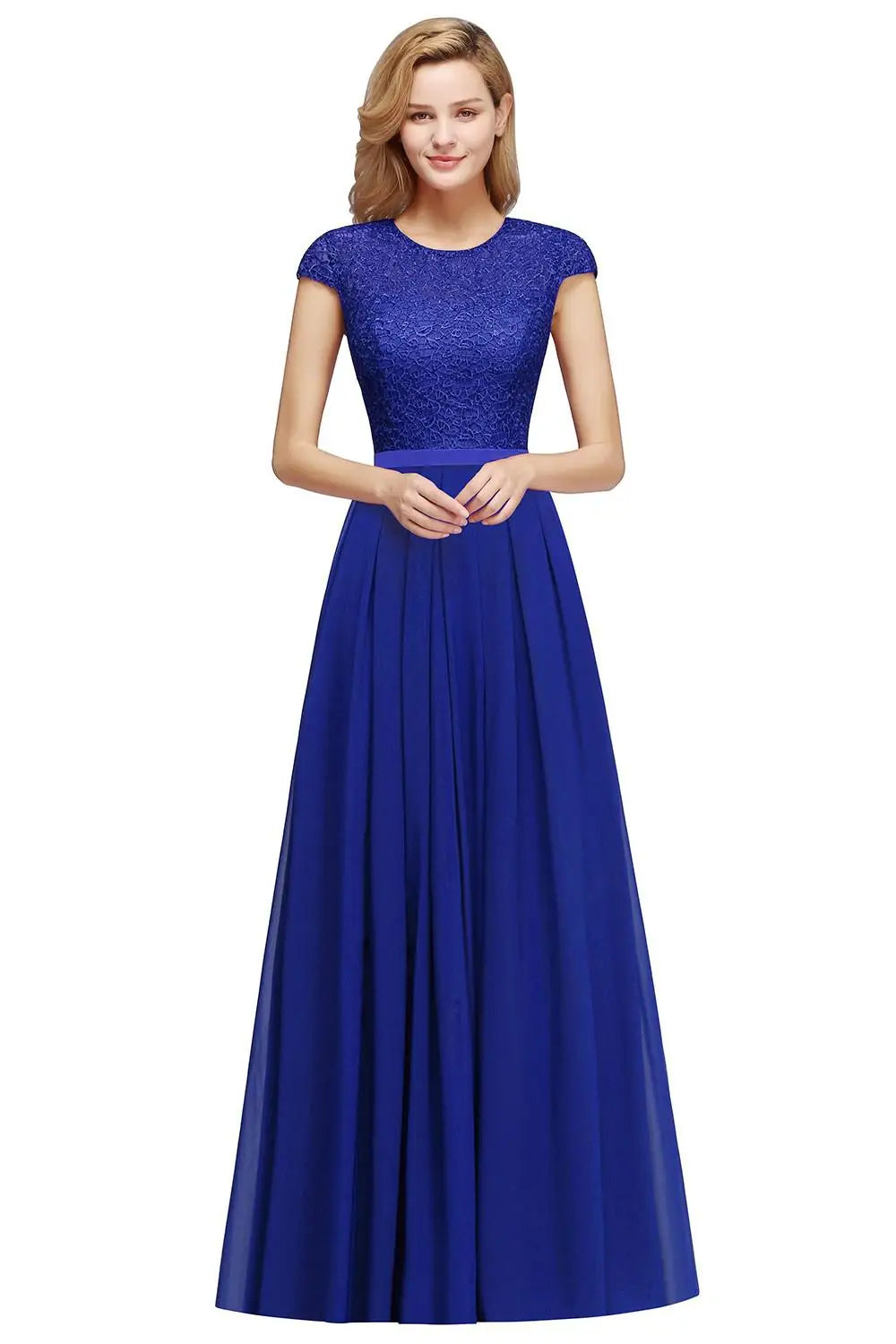 Navy Blue Evening Dresses Elegant A Line Chiffon Lace Women Formal Wedding Guest Prom Party Gowns Robe De Soirée