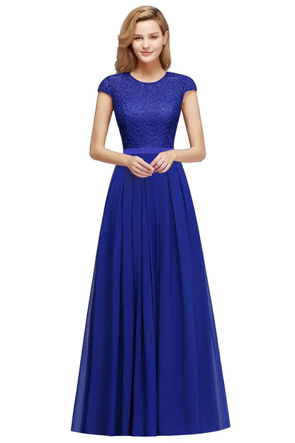 Navy Blue Evening Dresses Elegant A Line Chiffon Lace Women Formal Wedding Guest Prom Party Gowns Robe De Soirée