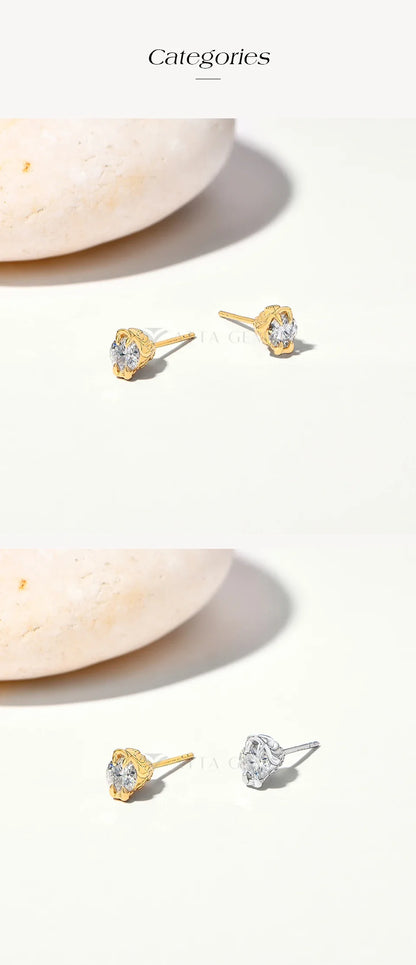 Round Cut 0.5CT Moissanite Stud Earrings 925 Sterling Silver 18K Gold Plated ForWomen Girl Sparkling Engagement Jewelry