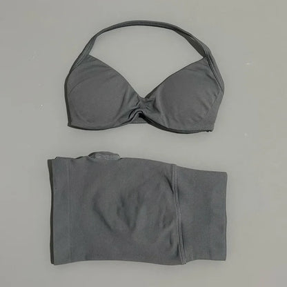 2 Piece Sports Yoga Set Sportswear Woman Gym Strappy Bra And Shorts Activewear Pilates Clothes Sports Workout Fitness Suit