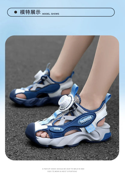 Summer Breathable Children's Sandals 5-16Y Boys' Fashion Beach Water Shoes Non Slip Outdoor Soft Bottom Sports Sandal Shading