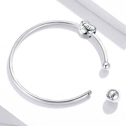 Silver Bangle 925 Sterling Silver Threaded Beads Bracelet for Original Charm DIY Jewelry Accessories SCB198